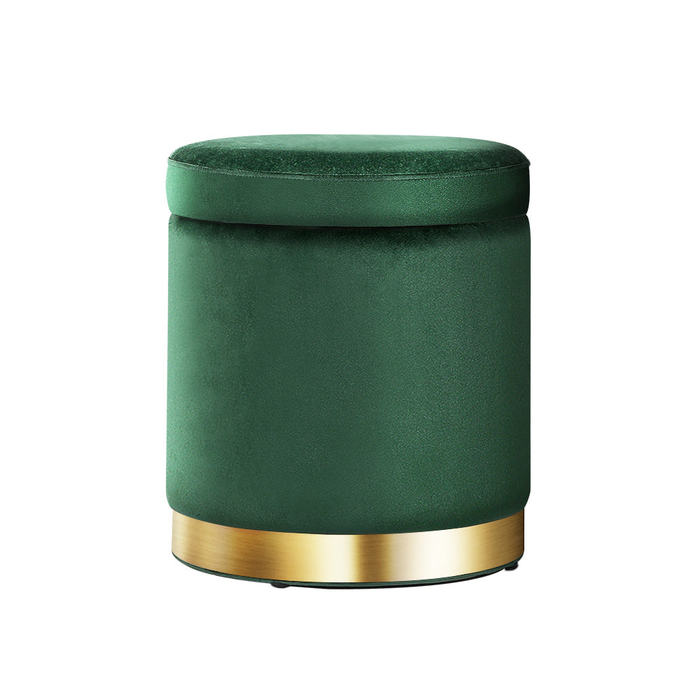 Storage Foot Stool Velvet Green