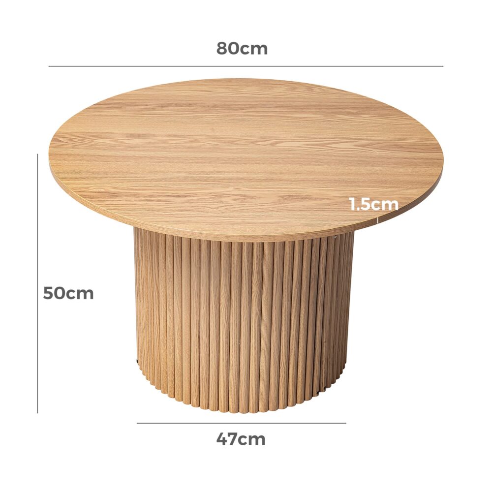 Luxe Ribbed Wooden Coffee Table