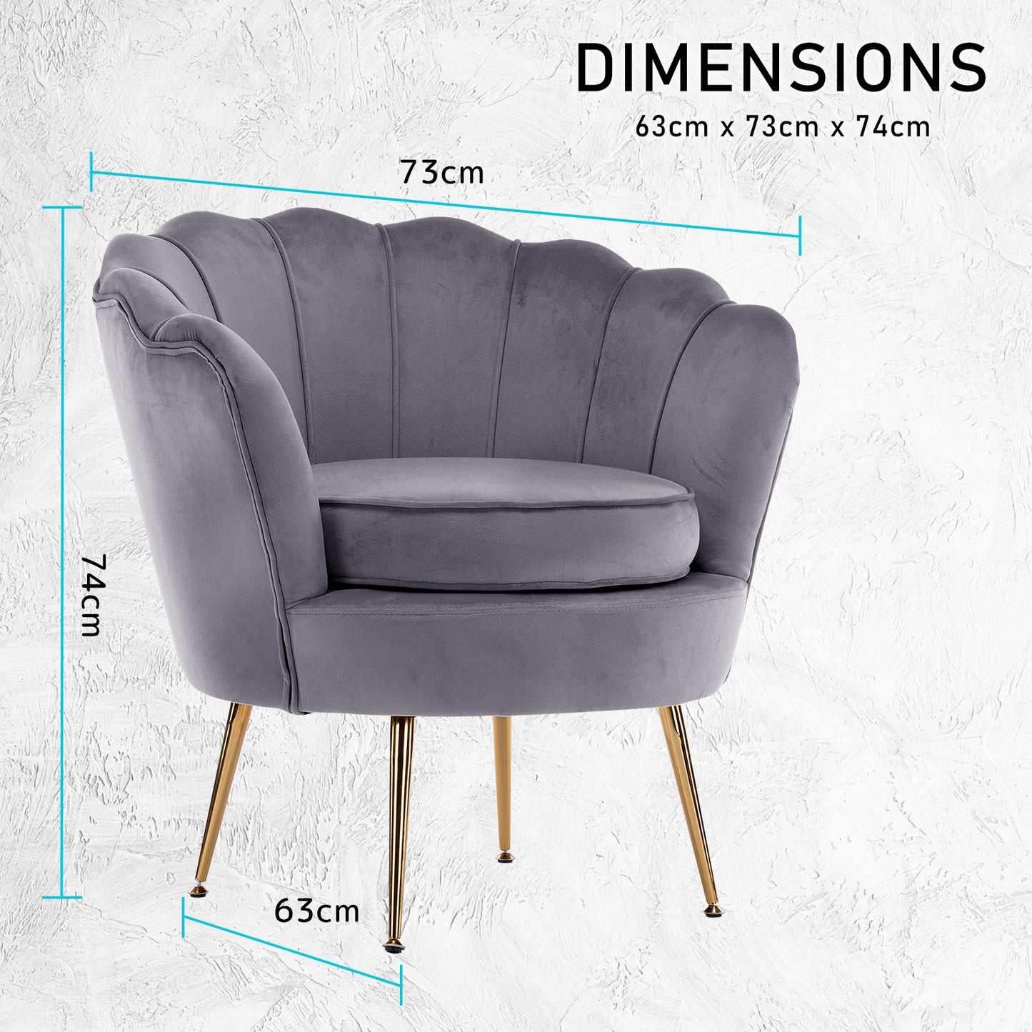 Sienna Velvet Scallop Chair - Grey