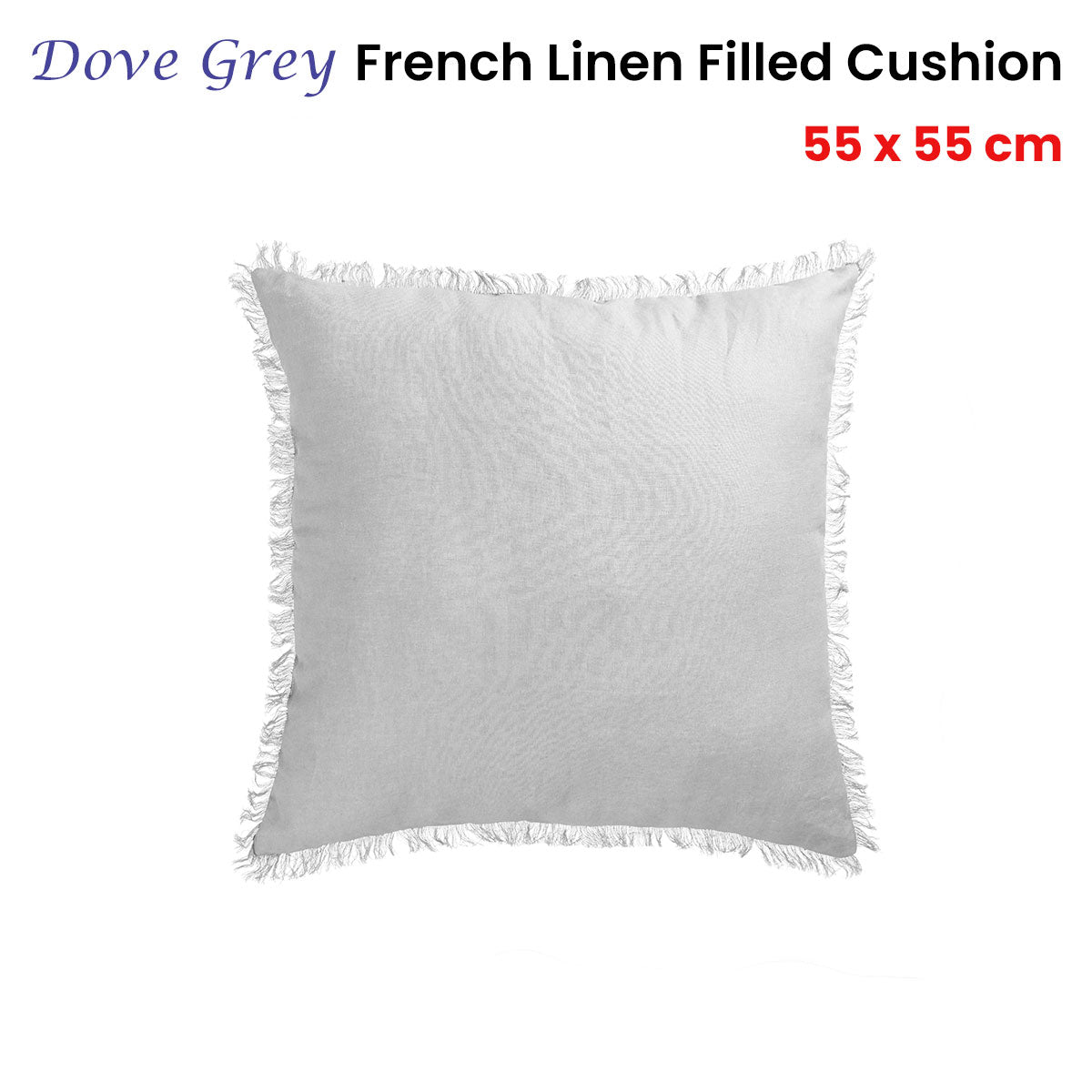 Dove Grey French Linen Filled Cushion