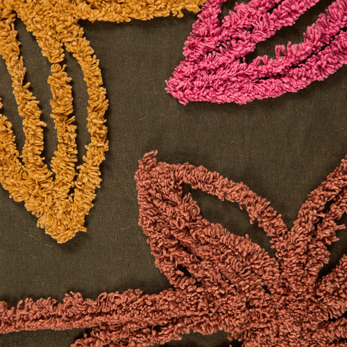 Posy Olive Green Square Cushion