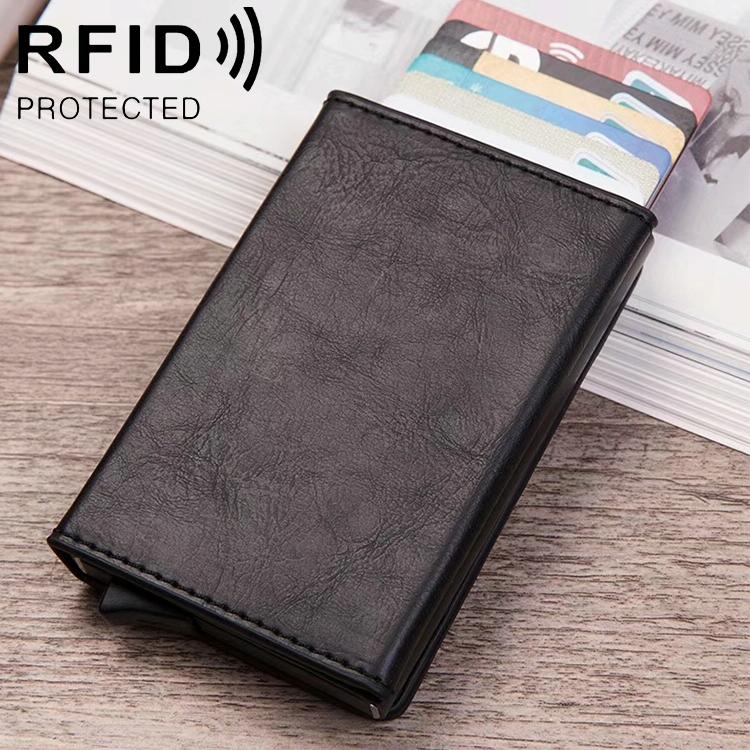 Aluminum Rfid Card Holder with Automatic Pop-up Function - Brown