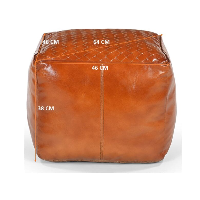 Square Latticed Leather Ottomon