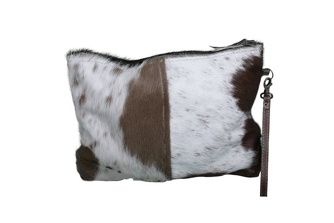 Emilia Dark Cowhide Zip Clutch Bag