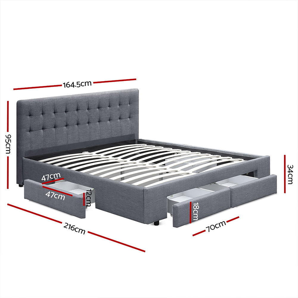 Artiss AVIO Bed Frame with 4 Drawers