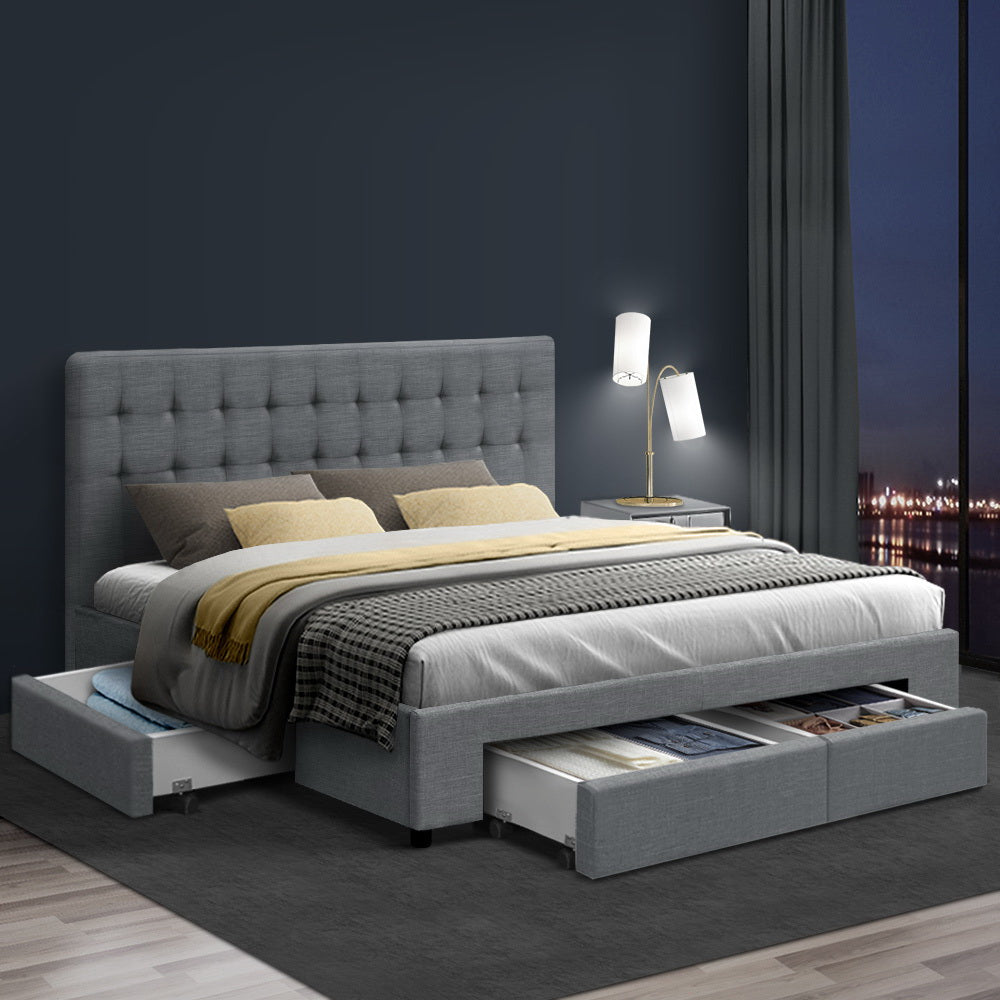 Artiss AVIO Bed Frame with 4 Drawers