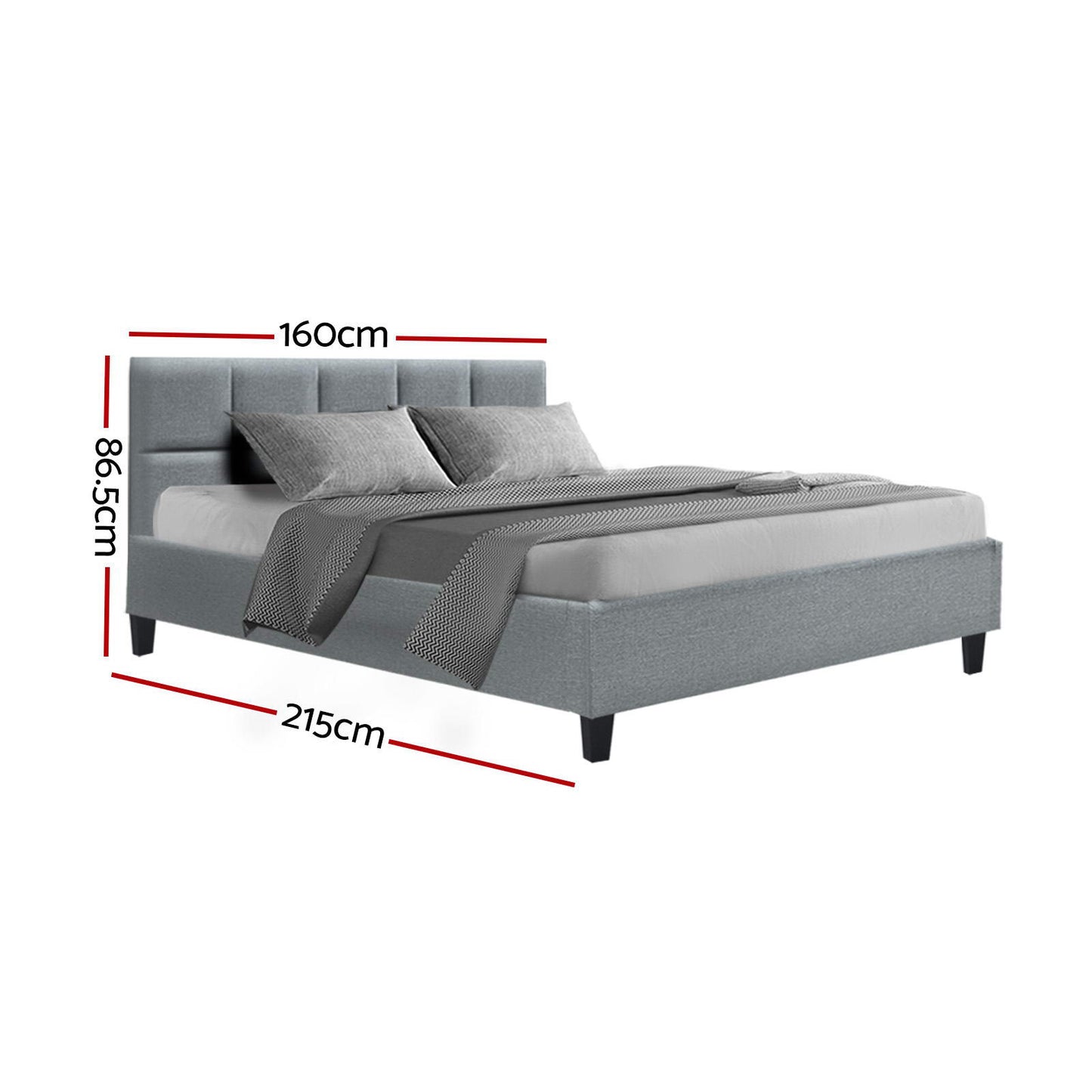 Artiss TINO Bed Frame Queen Size - Grey