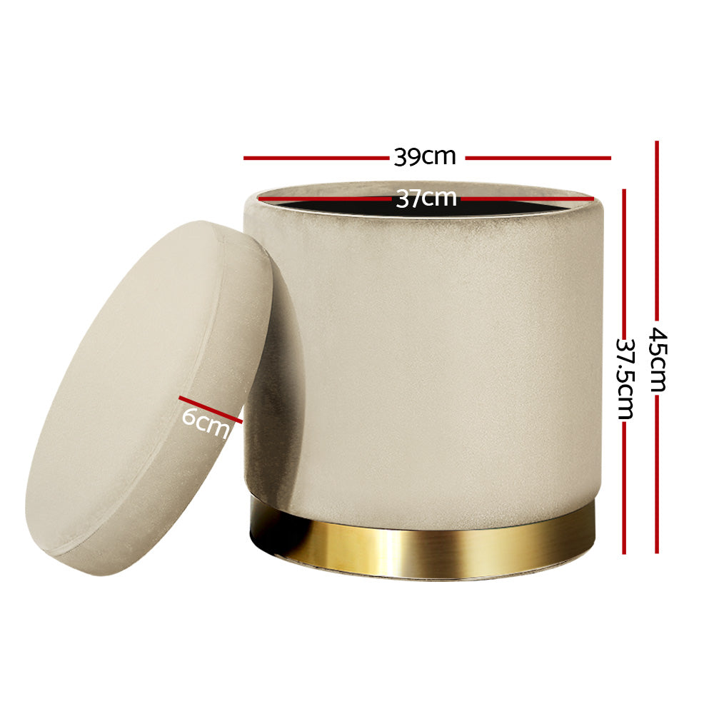 Storage Foot Stool Velvet Cream