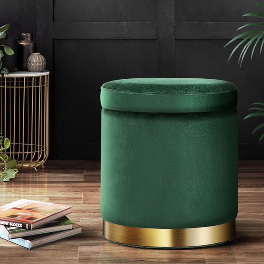 Storage Foot Stool Velvet Green