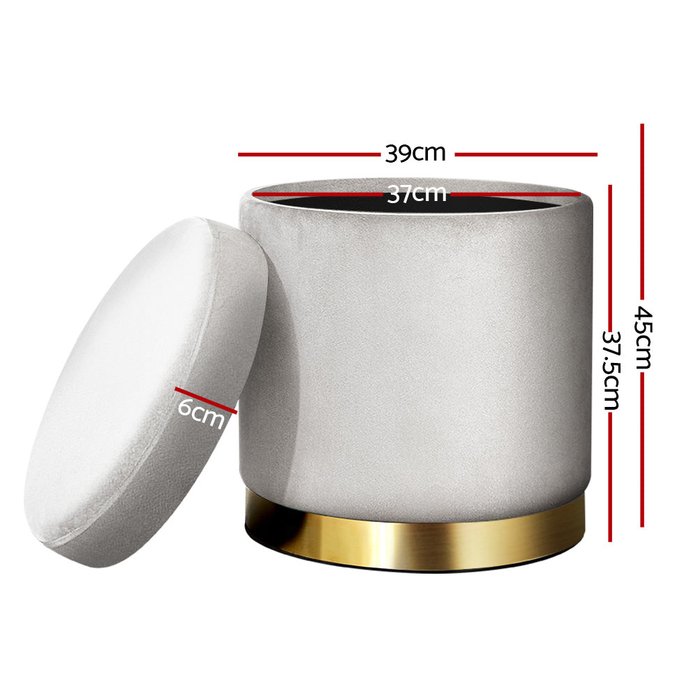 Storage Foot Stool Velvet Grey