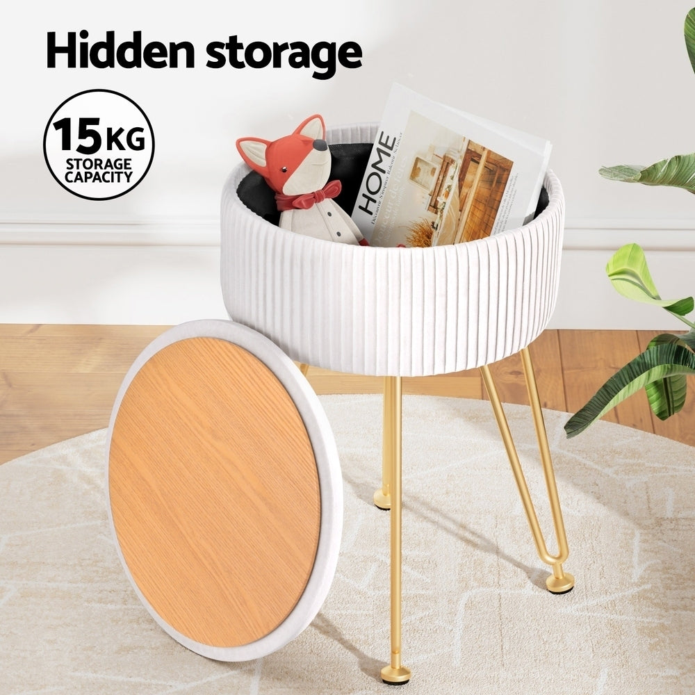 Artiss Ottoman Storage Foot Stool - White