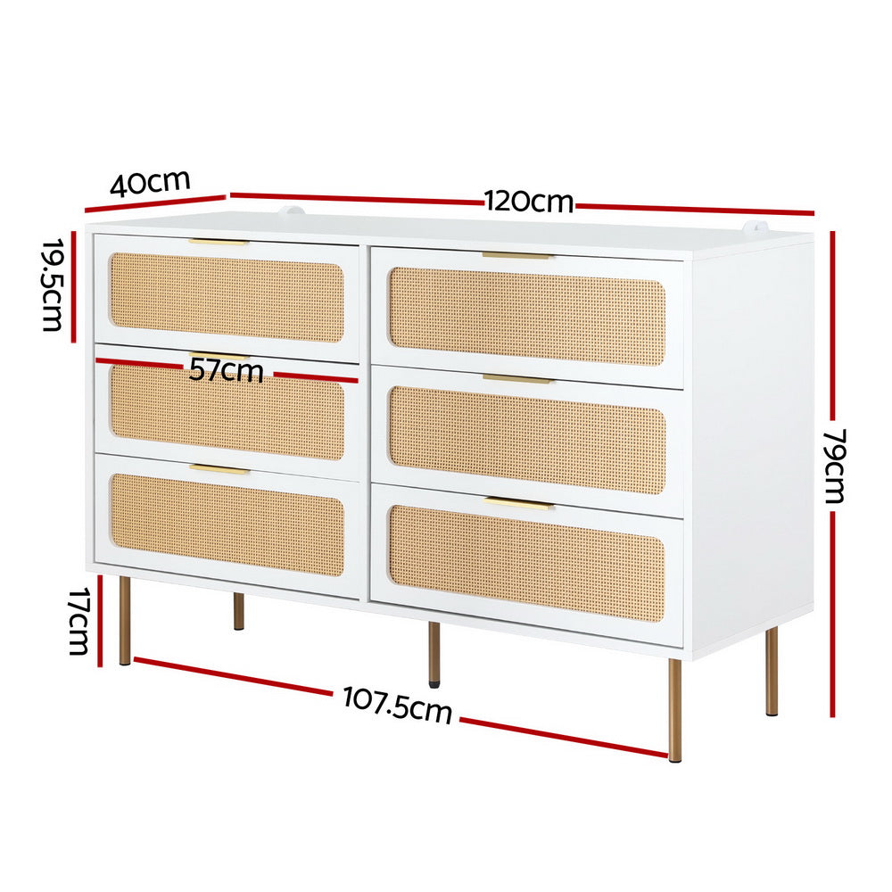 Low boy Chest 6 Drawers -White