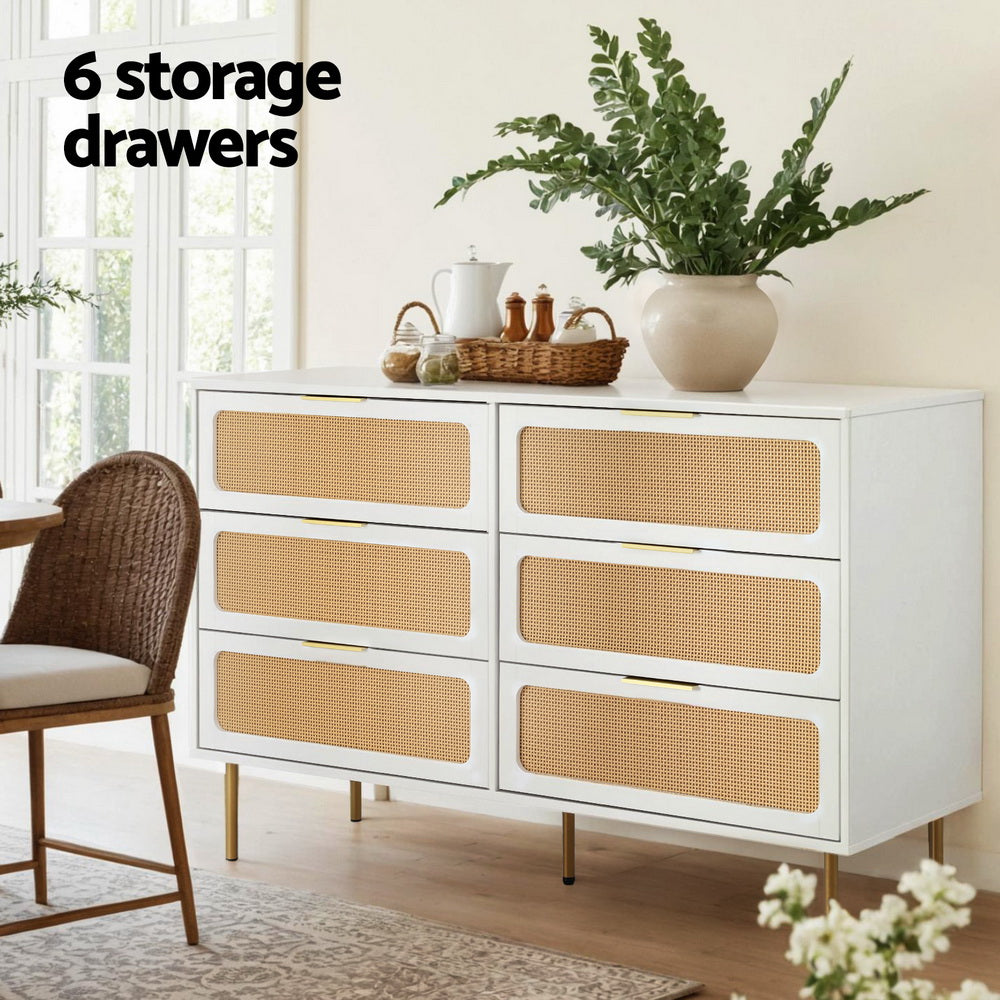 Low boy Chest 6 Drawers -White