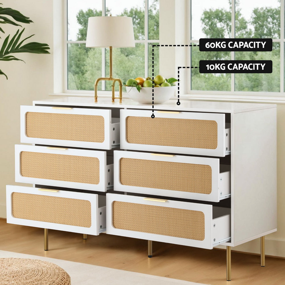 Low boy Chest 6 Drawers -White