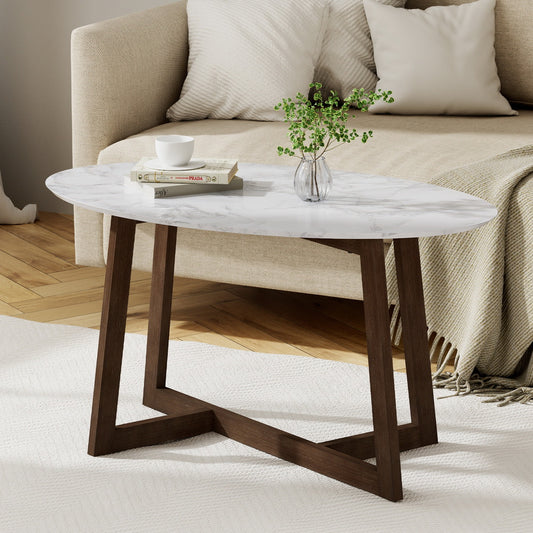 Capri Oval Marble Effect Coffee Table