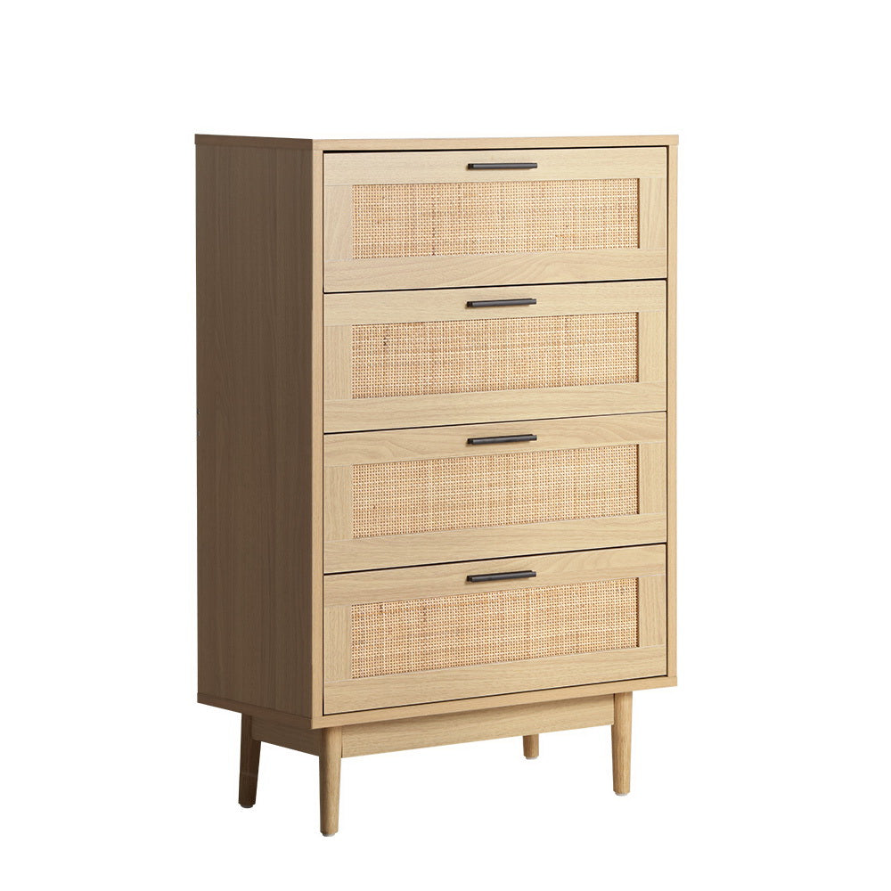 Artiss BRIONY 4 Chest of Drawers Rattan Tallboy