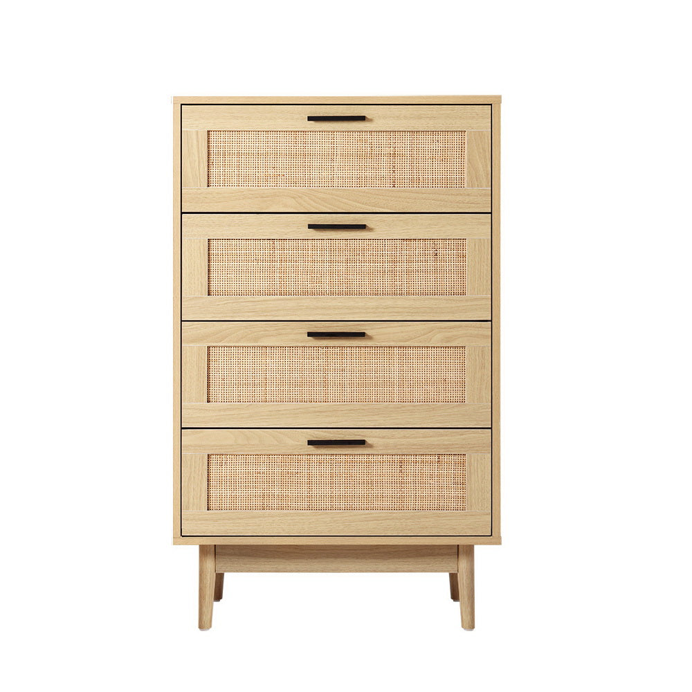 Artiss BRIONY 4 Chest of Drawers Rattan Tallboy