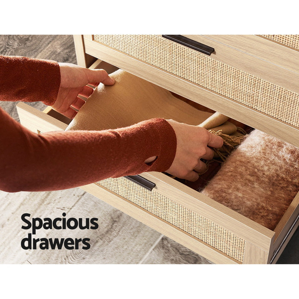 Artiss BRIONY 4 Chest of Drawers Rattan Tallboy