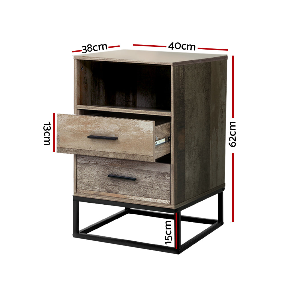 Badan Bedside Table 2 Drawers