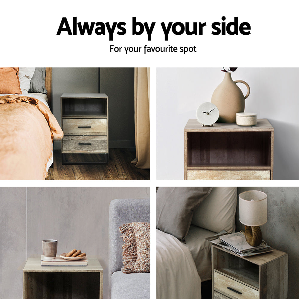 Badan Bedside Table 2 Drawers