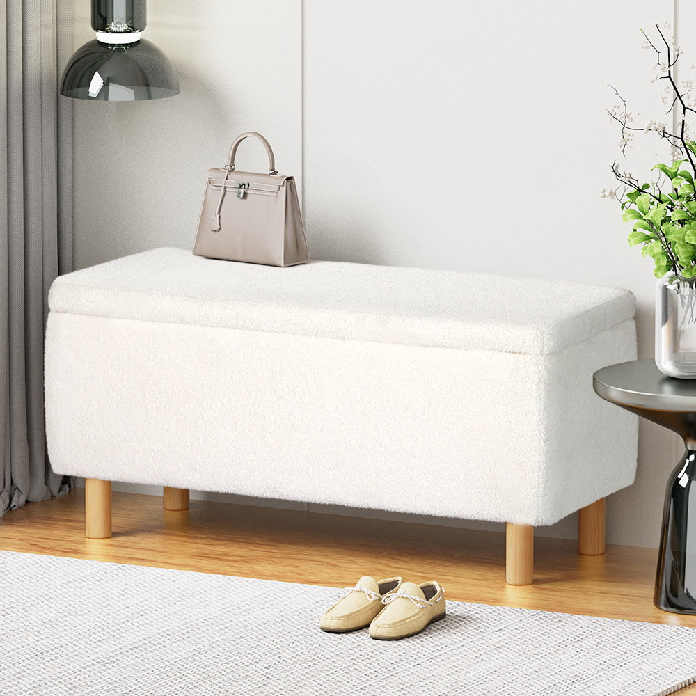 Storage Ottoman Blanket Box - White