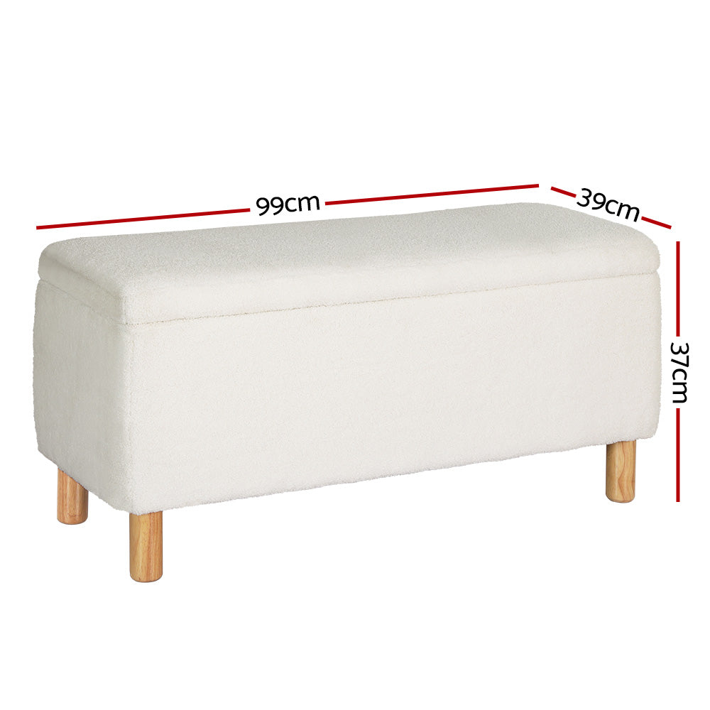 Storage Ottoman Blanket Box - White