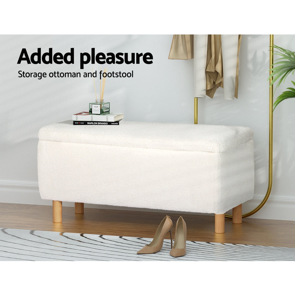 Storage Ottoman Blanket Box - White