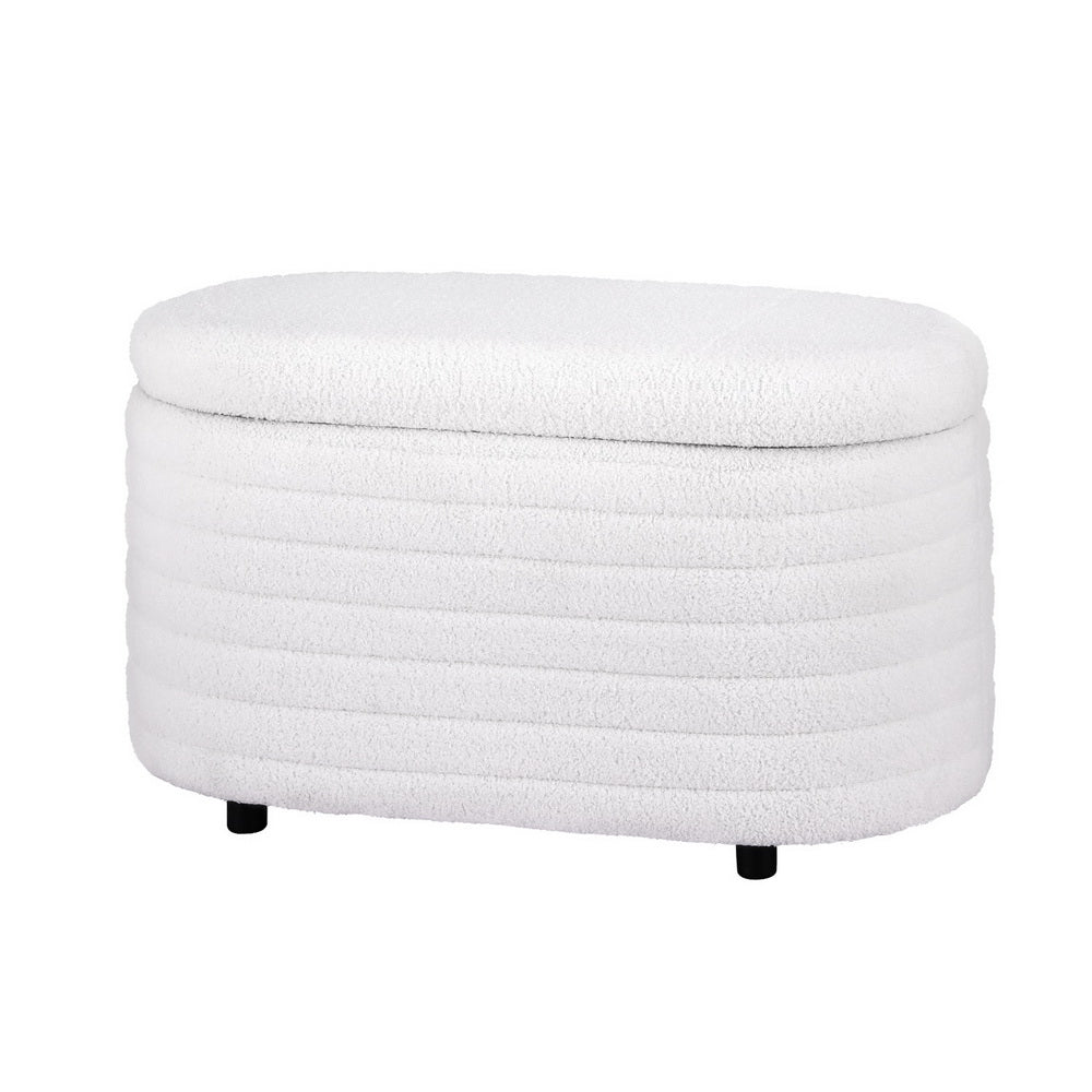 Boucle Storage Ottoman Blanket Box