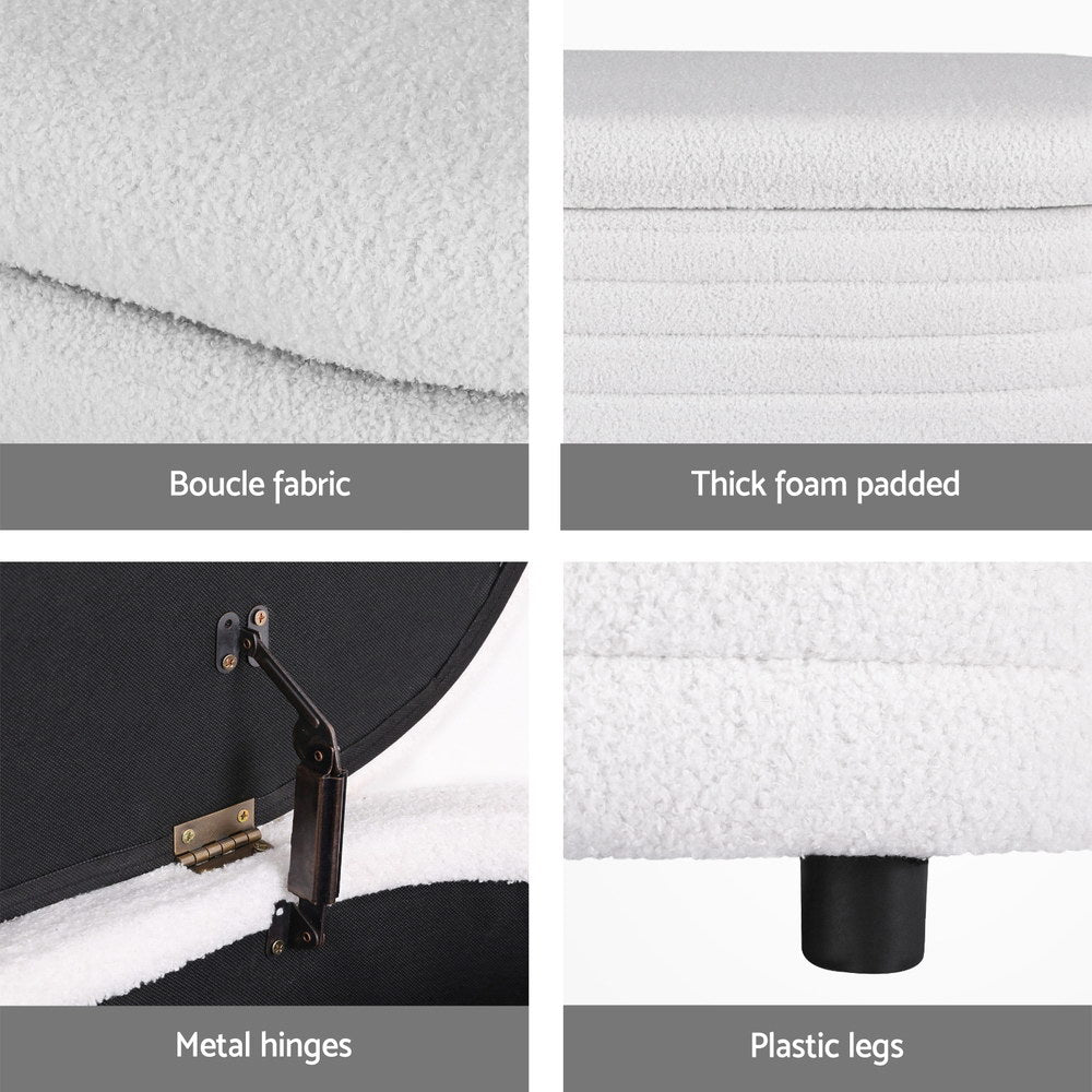 Boucle Storage Ottoman Blanket Box