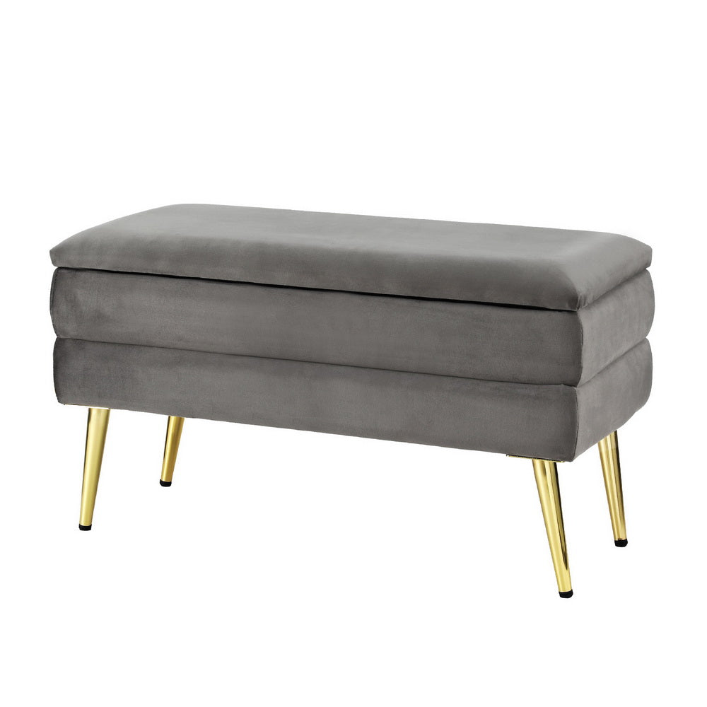 Storage Foot Stool - Velvet Grey