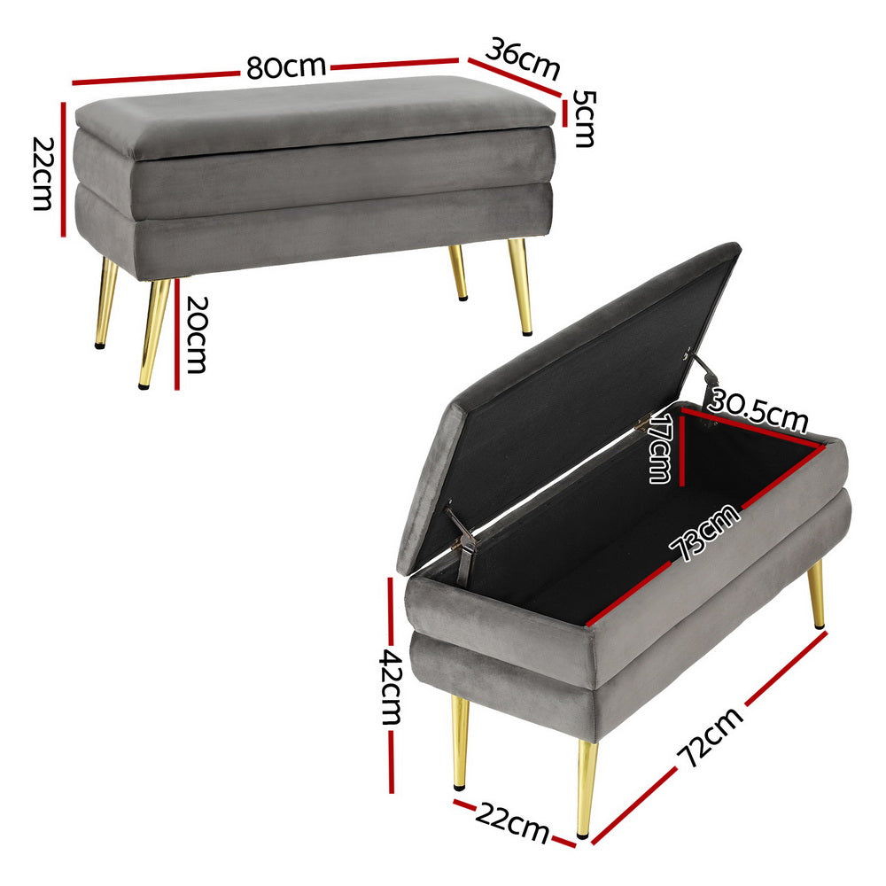 Storage Foot Stool - Velvet Grey