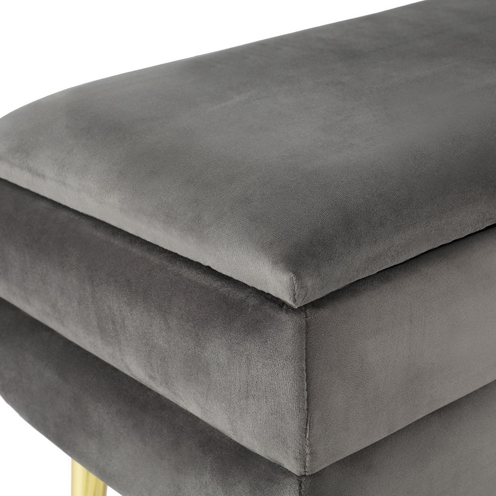 Storage Foot Stool - Velvet Grey