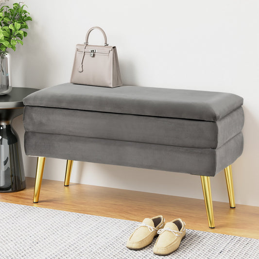 Storage Foot Stool - Velvet Grey