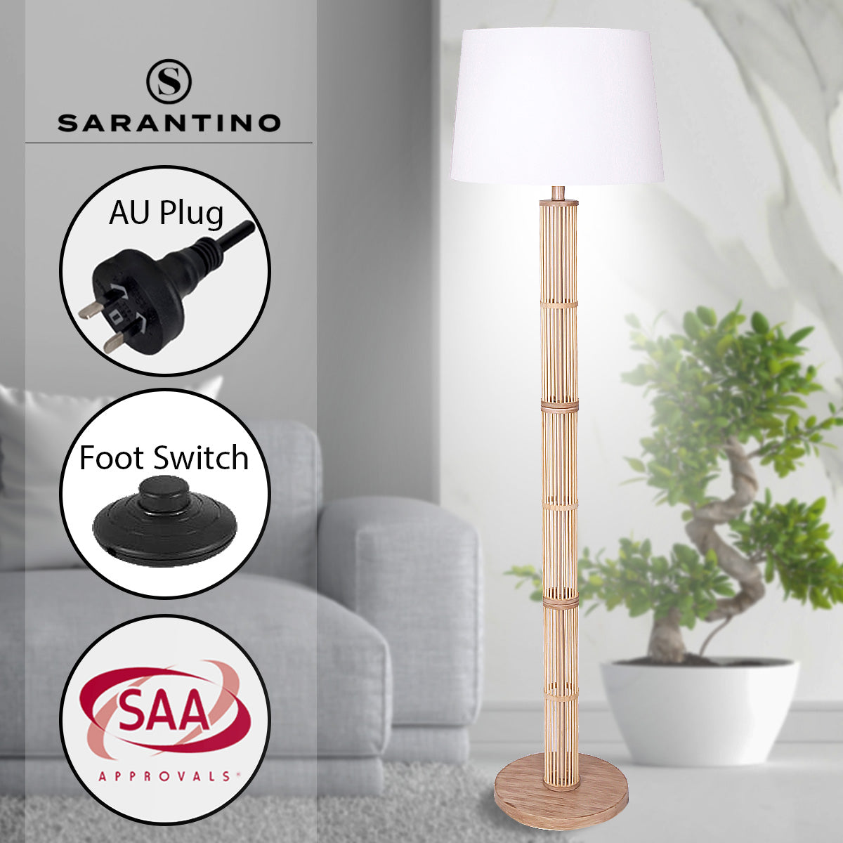 Sarantino Rattan Floor Lamp