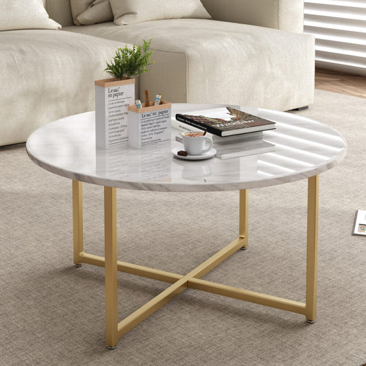 White Faux Marble Coffee Table