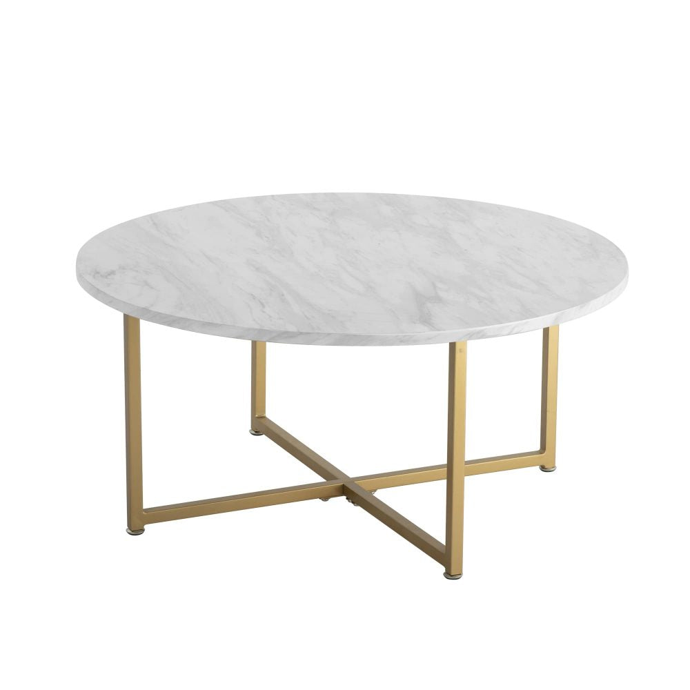 White Faux Marble Coffee Table