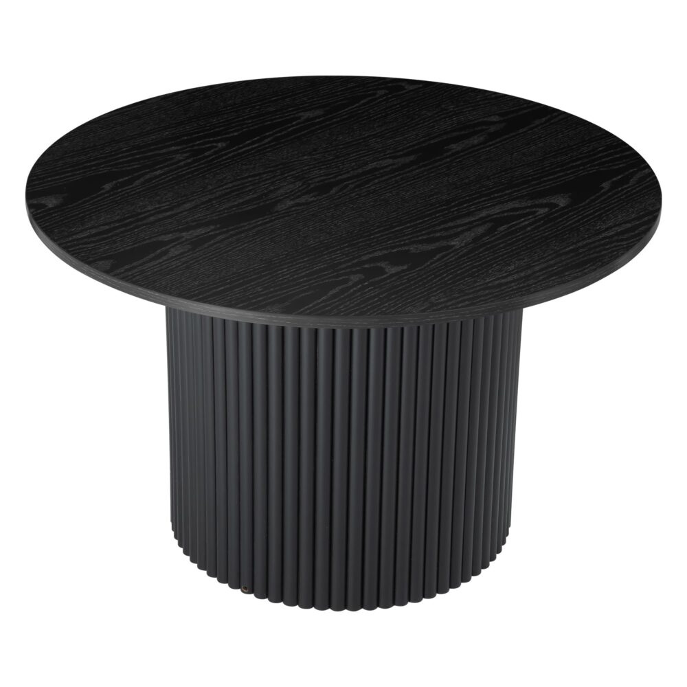 Luxe Black Ribbed Wooden Coffee Table