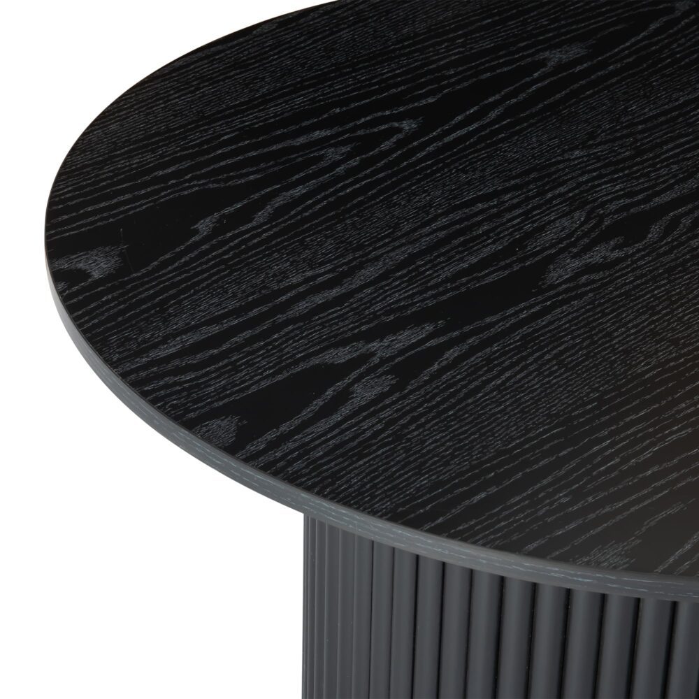 Luxe Black Ribbed Wooden Coffee Table