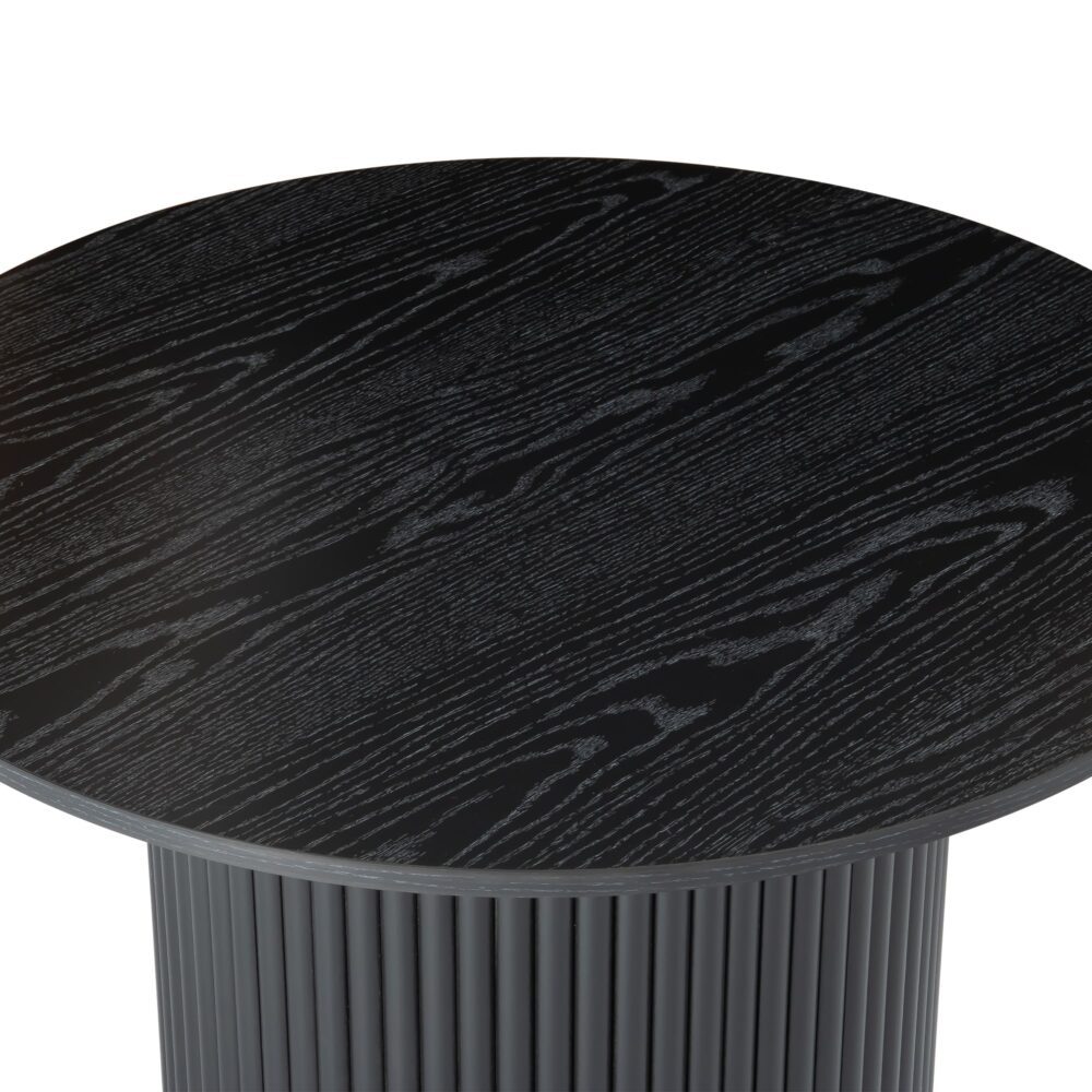Luxe Black Ribbed Wooden Coffee Table