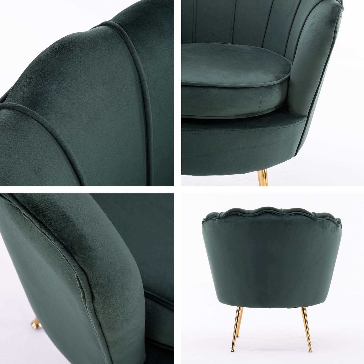 Sienna Velvet Scalloped Chair - Green