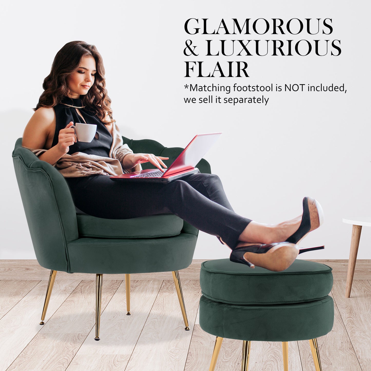 Sienna Velvet Scalloped Chair - Green