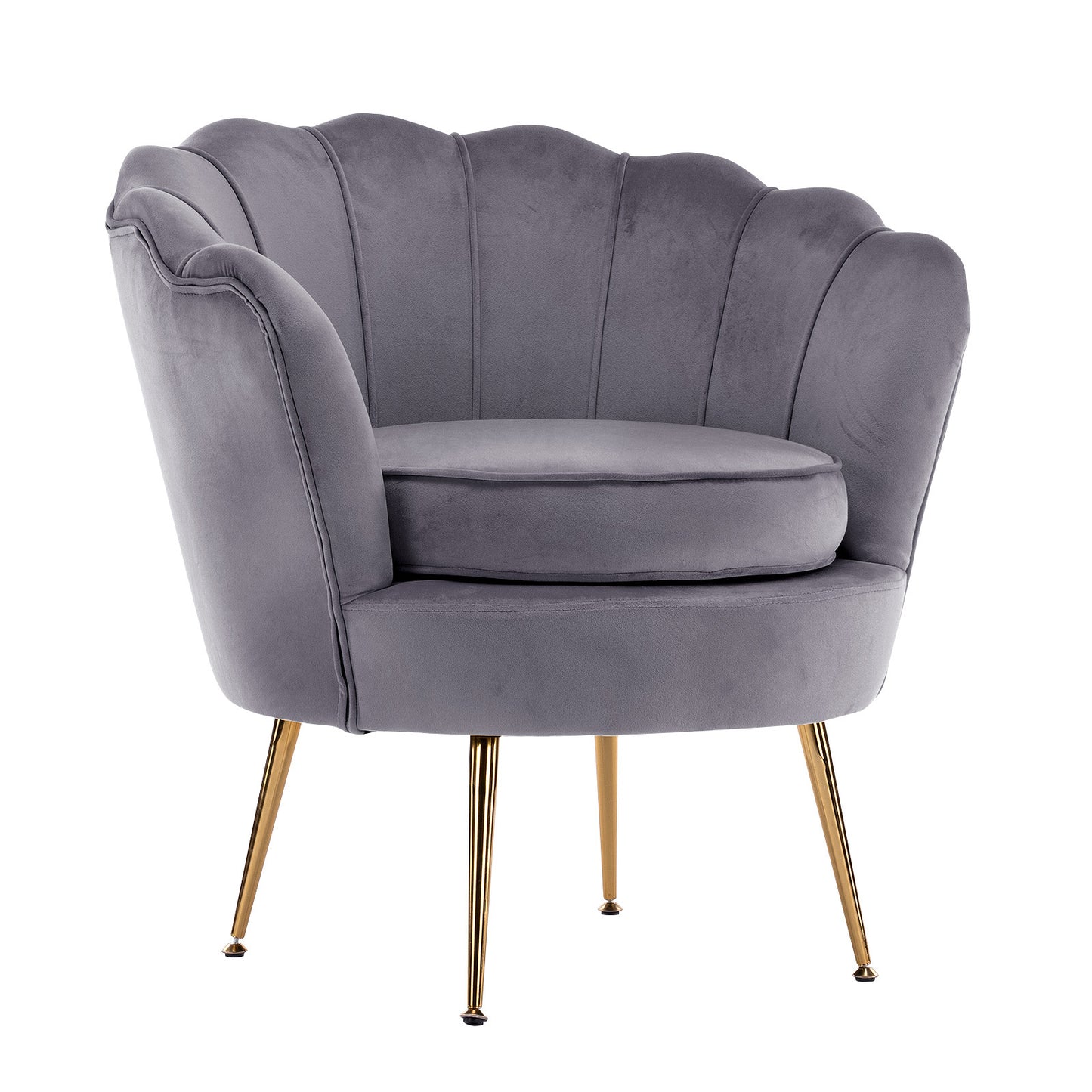 Sienna Velvet Scallop Chair - Grey