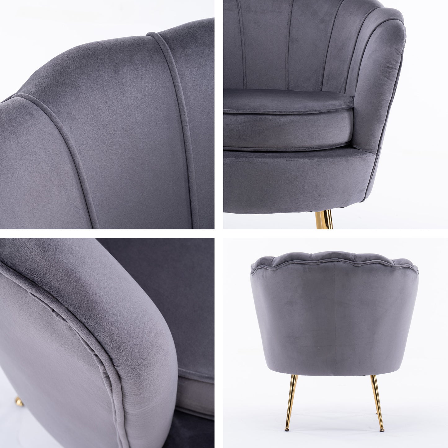 Sienna Velvet Scallop Chair - Grey