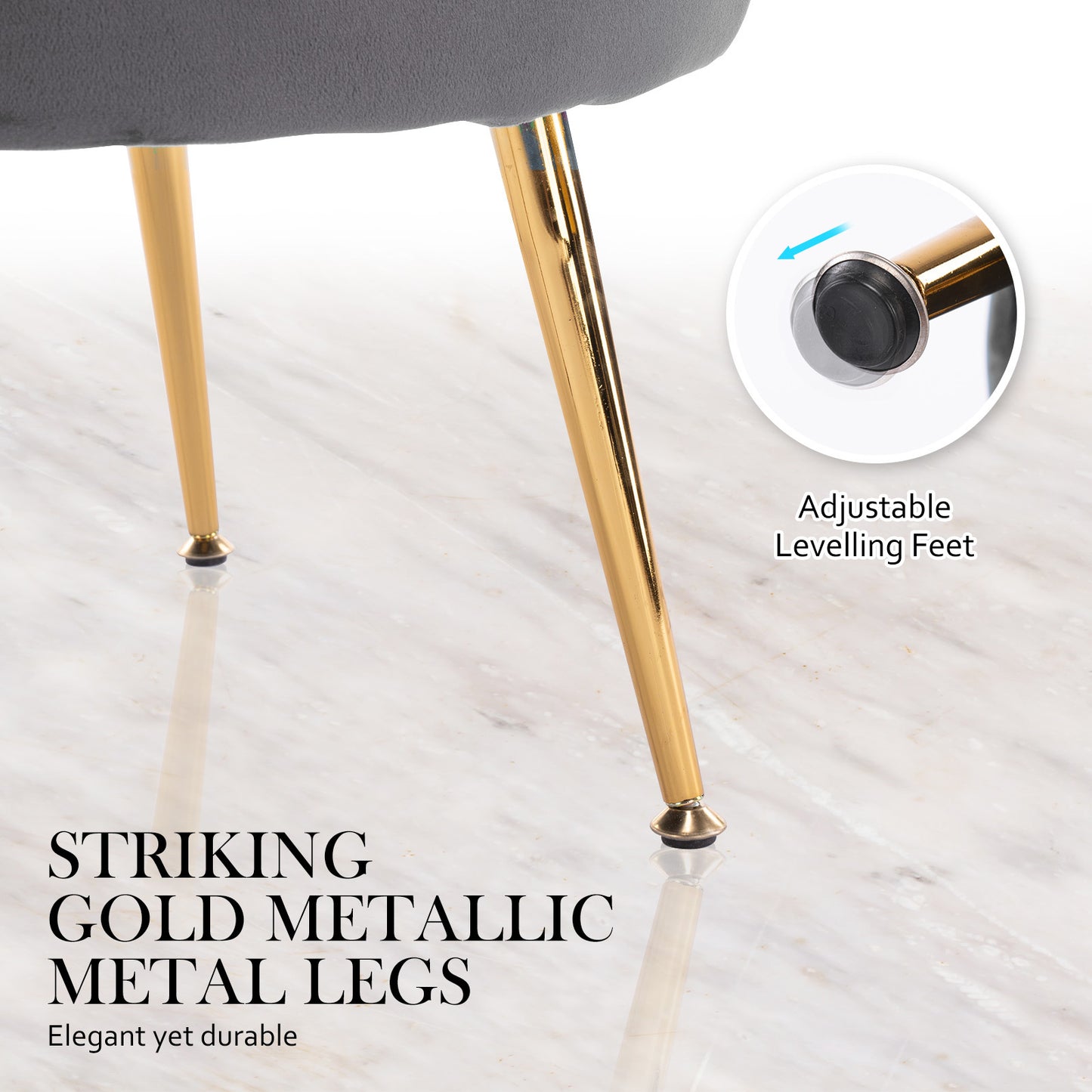 Sienna Velvet Scallop Chair - Grey