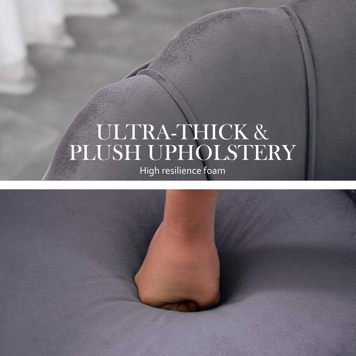 Sienna Velvet Scallop Chair - Grey