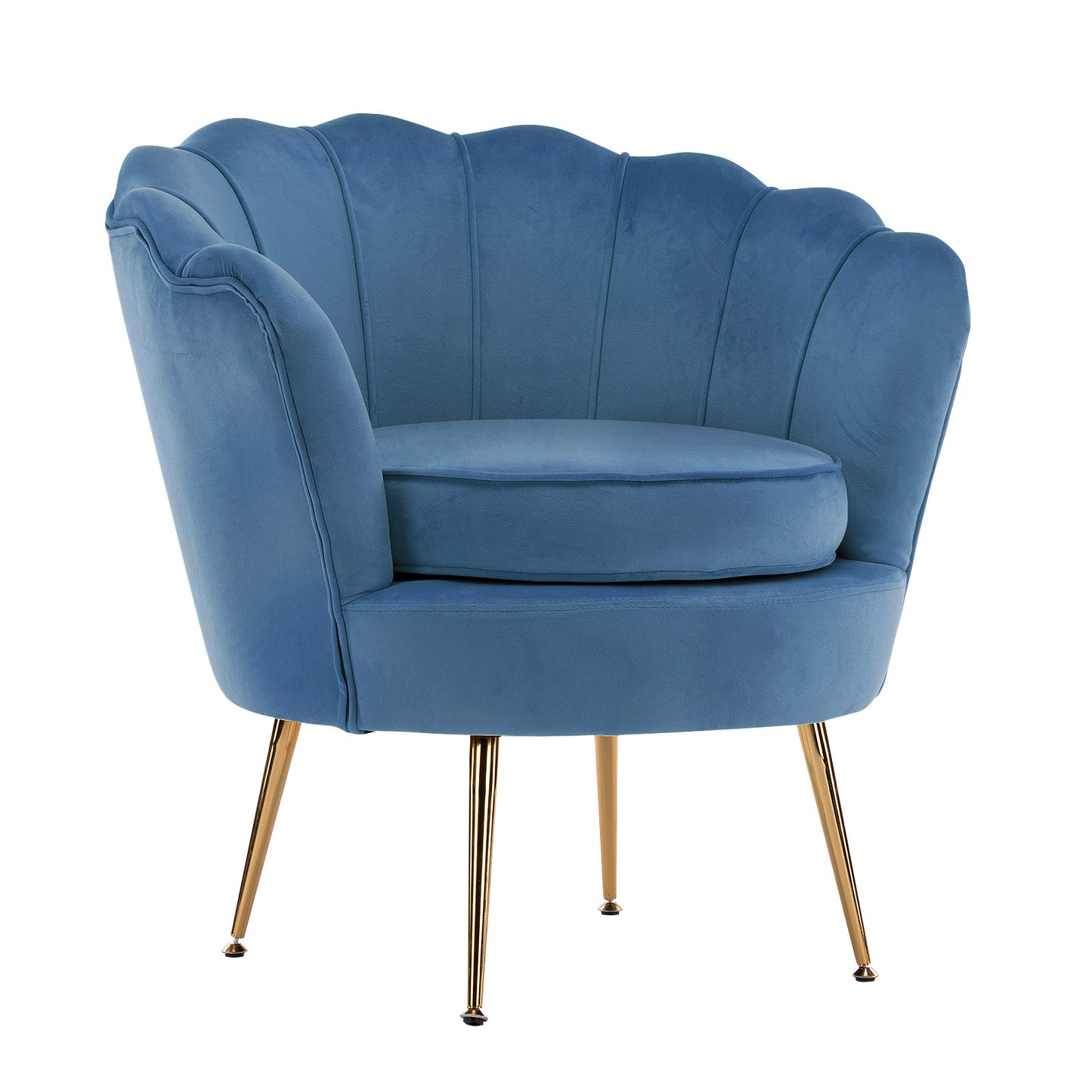 Sienna Velvet Scallop Chair - Blue