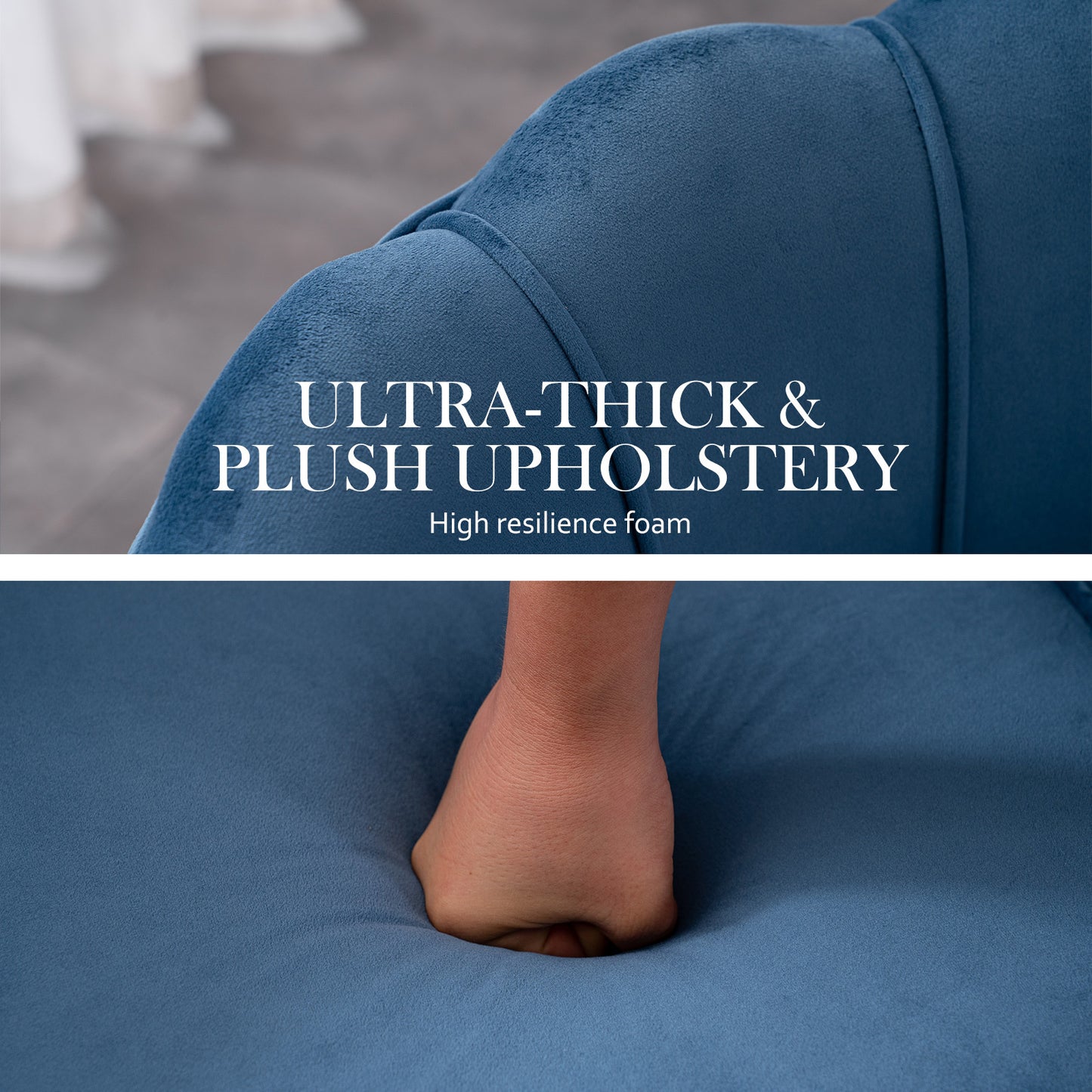 Sienna Velvet Scallop Chair - Blue