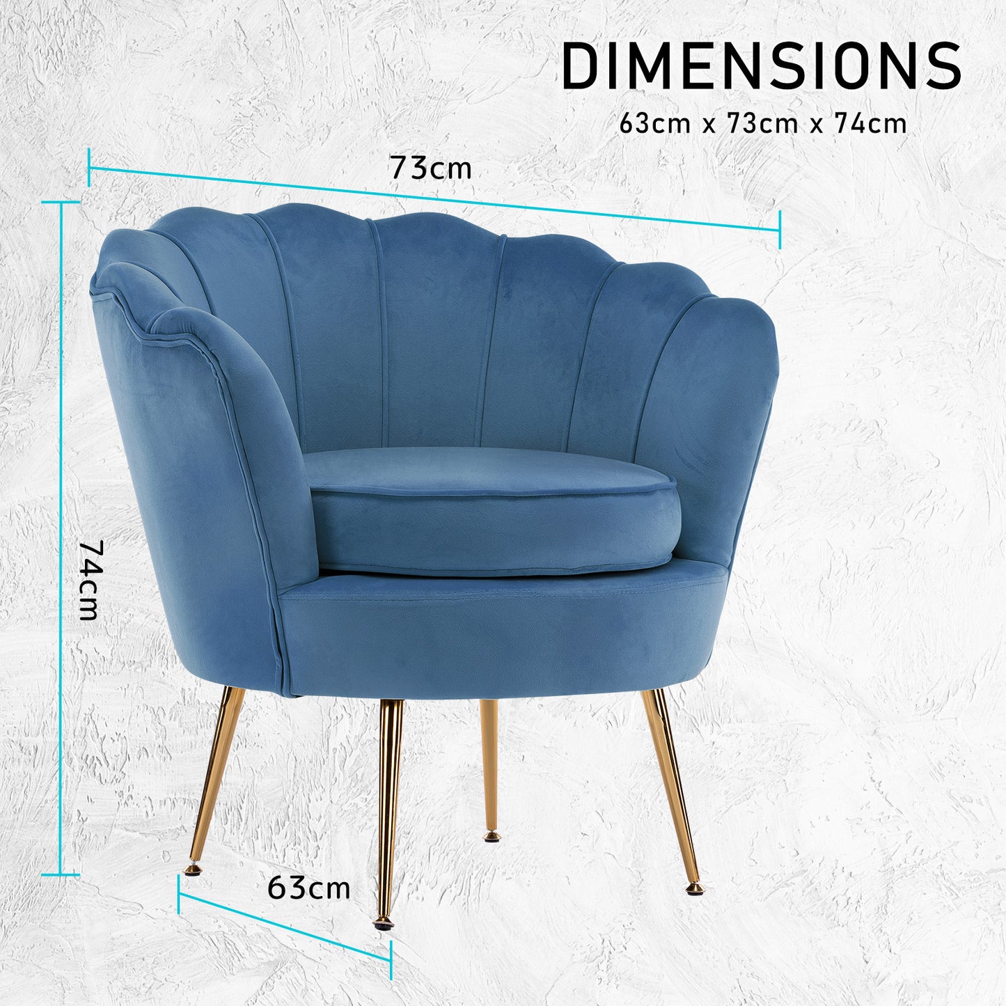Sienna Velvet Scallop Chair - Blue