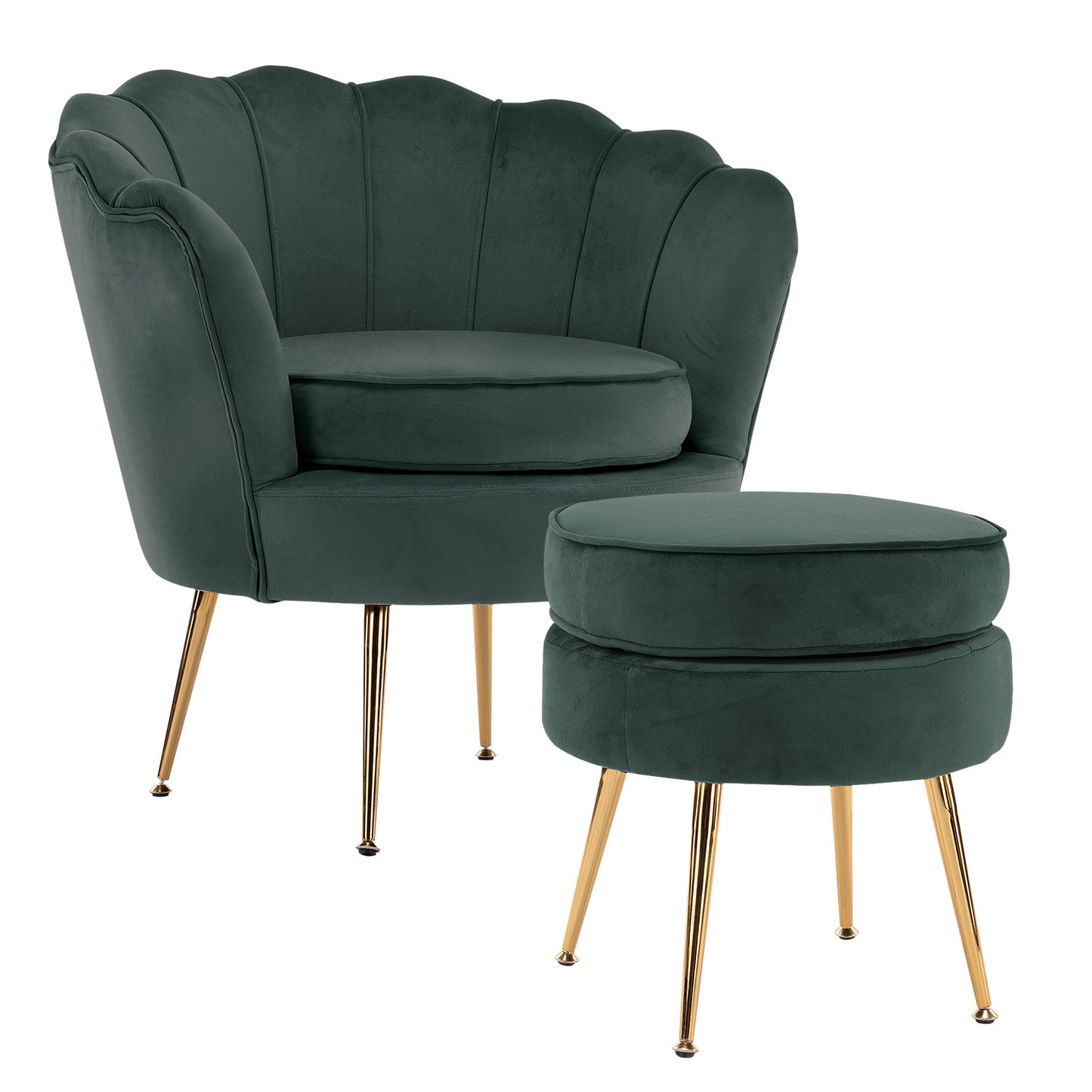 Sienna Scallop Chair & Ottoman Footstool