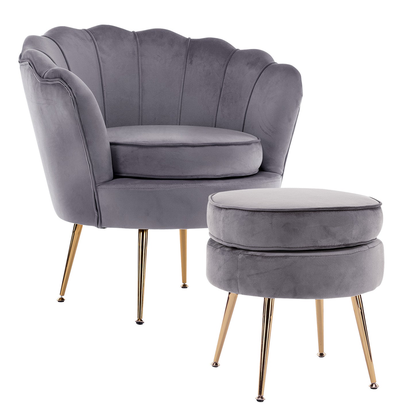 Sienna Scallop Chair & Ottoman Footstool